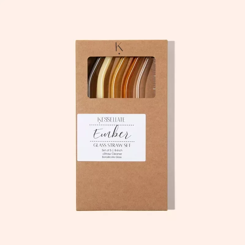 Bent Glass Straw Set x Ember