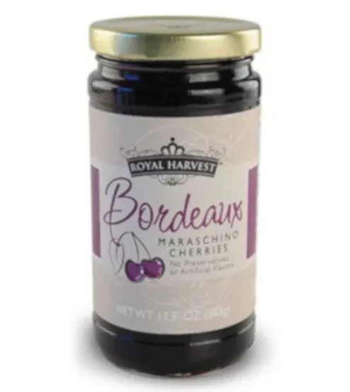 Royal Harvest Bordeaux Maraschino Cherries 13.5oz jar